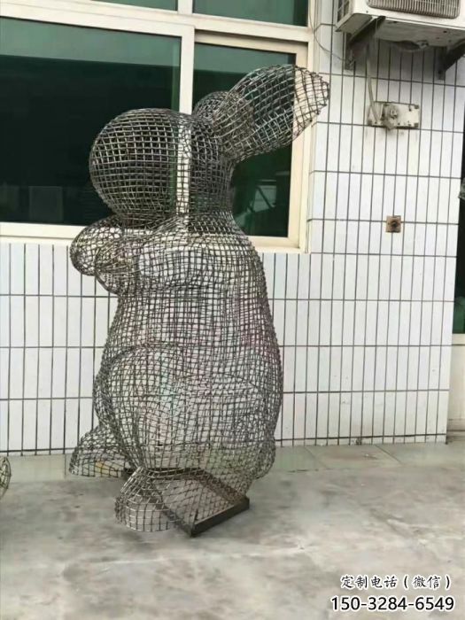 抽象大白兔雕塑 店門口彩繪雕塑 步行街擺件