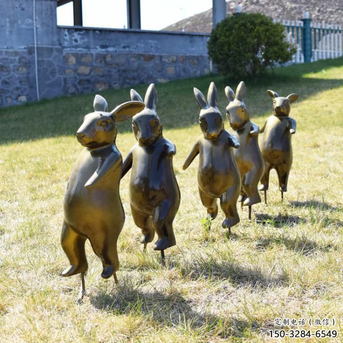 古銅色大白兔雕塑 大型城市雕塑 商業街擺件