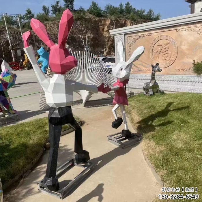 仿真兔子雕塑 酒店公園雕塑 風景區擺件