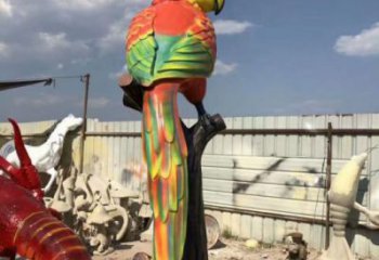 園林鸚鵡雕塑 田間彩繪雕塑 仿真擺件