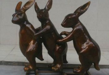 大型大白兔雕塑 商業街廣場雕塑 古銅色擺件