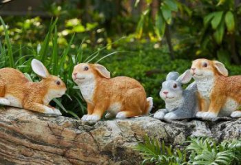 彩繪大白兔雕塑 仿真雕塑 步行街擺件