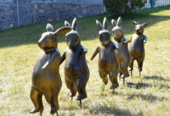 古銅色大白兔雕塑 大型城市雕塑 商業街擺件