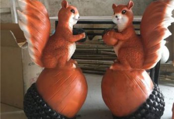抽象松鼠雕塑 店門口彩繪雕塑 步行街擺件