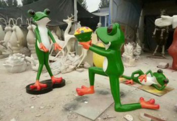 田間青蛙雕塑 彩繪仿真雕塑 園林擺件