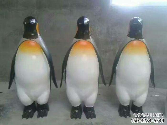 彩繪企鵝雕塑 仿真動物雕塑 步行街擺件