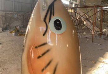 仿古魚頭雕塑 庭院彩繪雕塑 田間小品