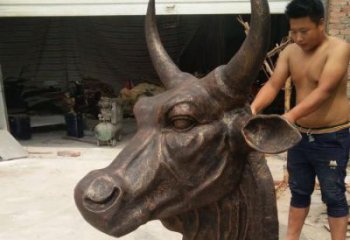 幾何牛角雕塑 庭院仿真雕塑 彩繪擺件