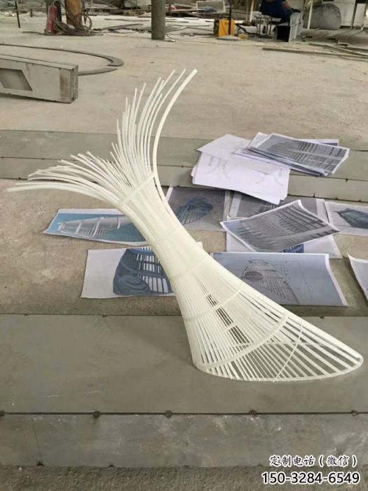 幾何魚尾雕塑 庭院仿真雕塑 彩繪擺件