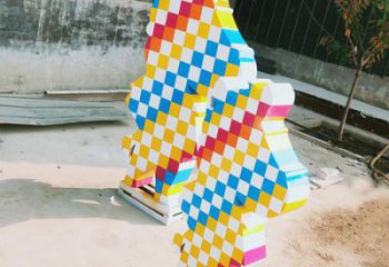 幾何馬頭雕塑 庭院仿真雕塑 彩繪擺件