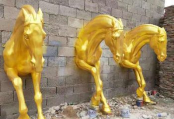田間馬頭雕塑 彩繪仿真雕塑 園林擺件