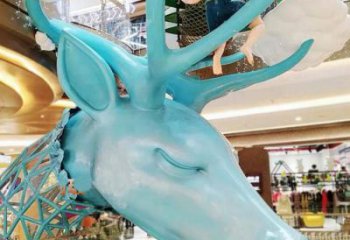 酒店鹿頭雕塑 庭院仿真雕塑 彩繪小品