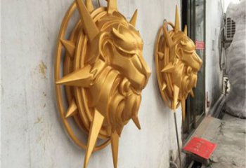 大型獅子頭雕塑 商業街廣場雕塑 古銅色擺件