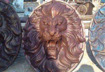 田間獅子頭雕塑 彩繪仿真雕塑 園林擺件