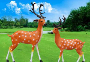 仿古小鹿雕塑 庭院彩繪雕塑 田間小品