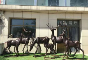 仿古麋鹿雕塑 庭院彩繪雕塑 田間小品