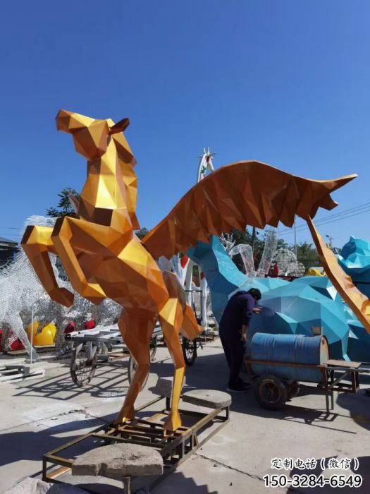 仿古飛馬雕塑 庭院彩繪雕塑 田間小品