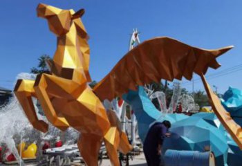 仿古飛馬雕塑 庭院彩繪雕塑 田間小品