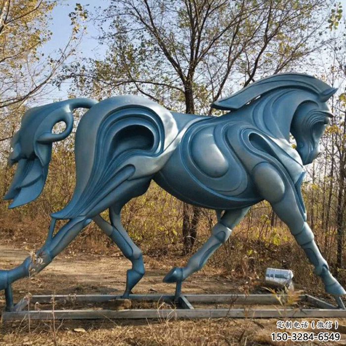 田間駿馬雕塑 彩繪仿真雕塑 園林擺件
