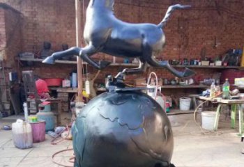 園林馬踏球雕塑 風景區仿真雕塑 廣場小品