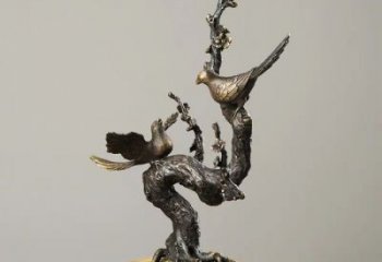 園林喜鵲雕塑 田間彩繪雕塑 仿真擺件