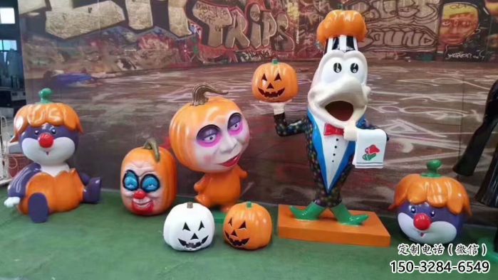 田間南瓜雕塑 彩繪仿真雕塑 園林擺件