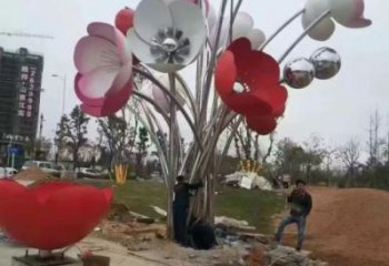 抽象花朵雕塑 店門口彩繪雕塑 步行街擺件