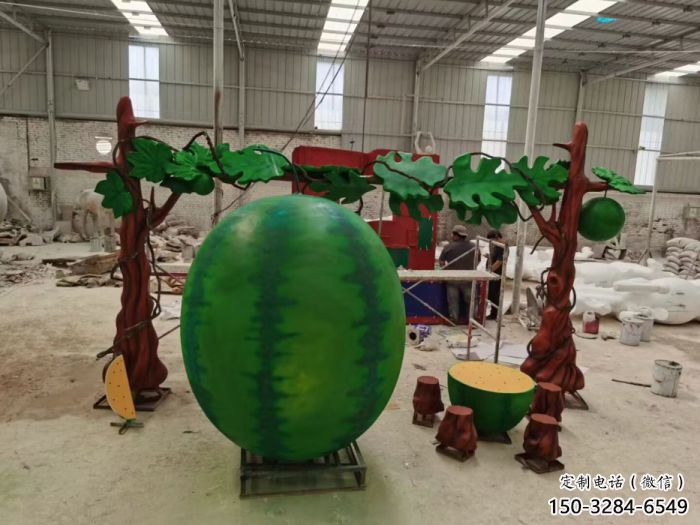 商業(yè)街西瓜雕塑 售樓處雕塑 果蔬擺件