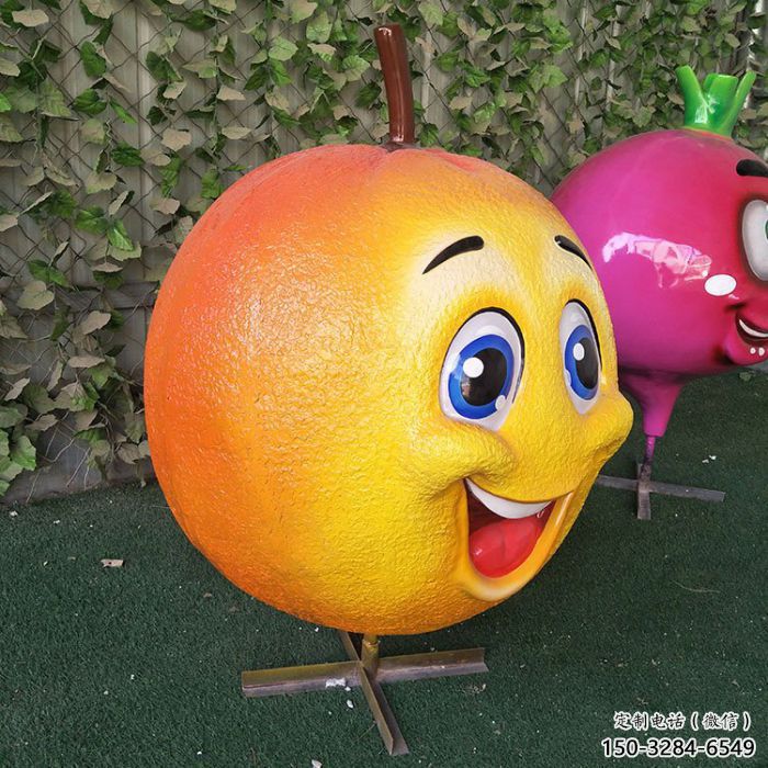 園林橙子雕塑 田間彩繪雕塑 仿真擺件