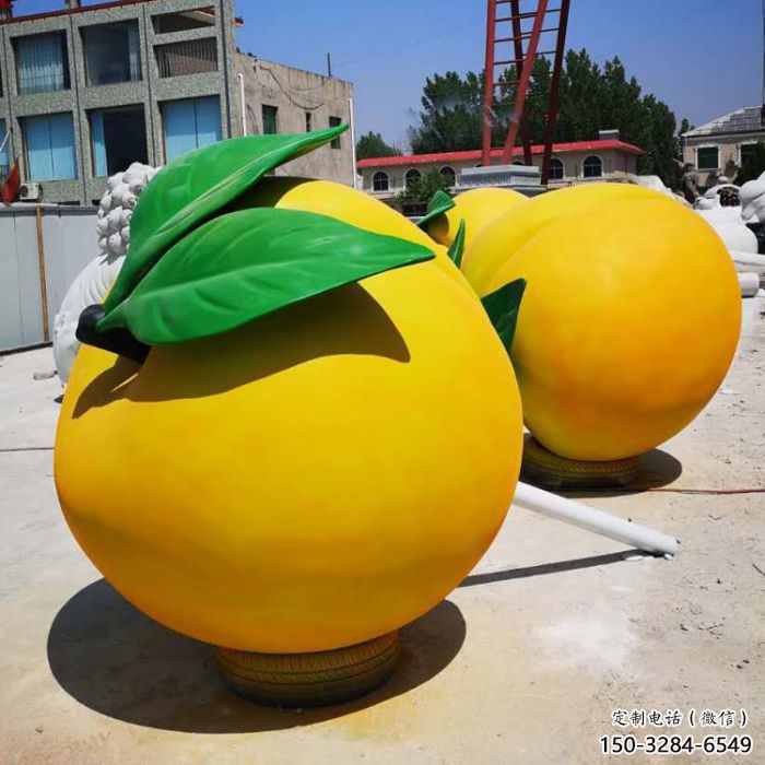 城市黃桃雕塑 風景區彩繪雕塑 抽象擺件