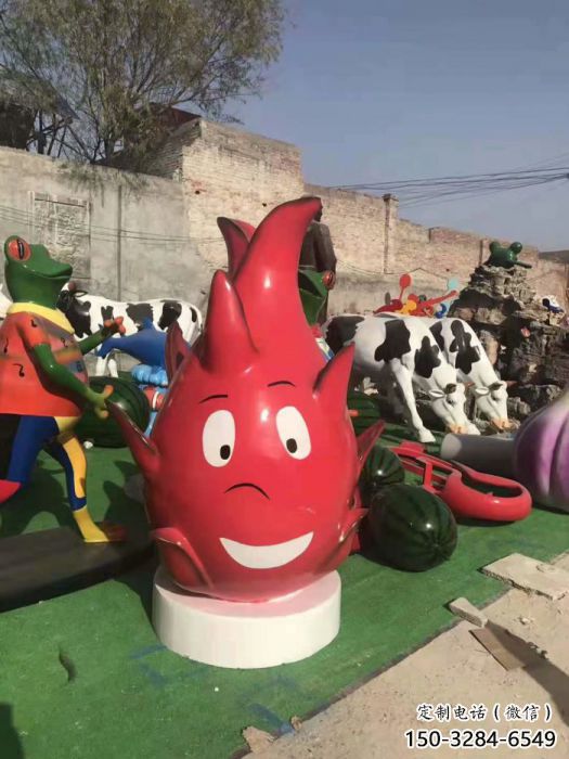 仿古火龍果雕塑 庭院彩繪雕塑 田間小品