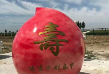 創意壽桃雕塑 步行街店門口雕塑 水果小品