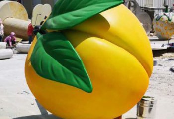 商業(yè)街黃桃雕塑 售樓處雕塑 水果擺件