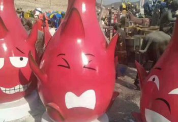 抽象火龍果雕塑 店門(mén)口彩繪雕塑 步行街?jǐn)[件