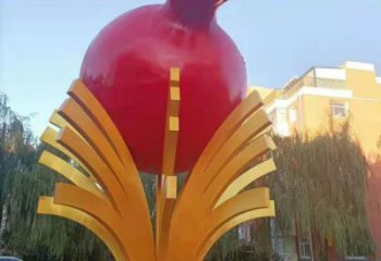 大型石榴雕塑 商業(yè)街廣場雕塑 彩繪擺件