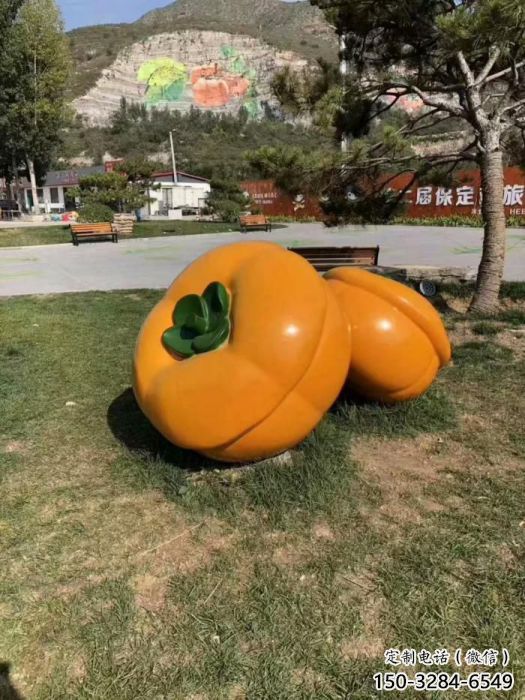 田間柿子雕塑 彩繪仿真雕塑 園林擺件