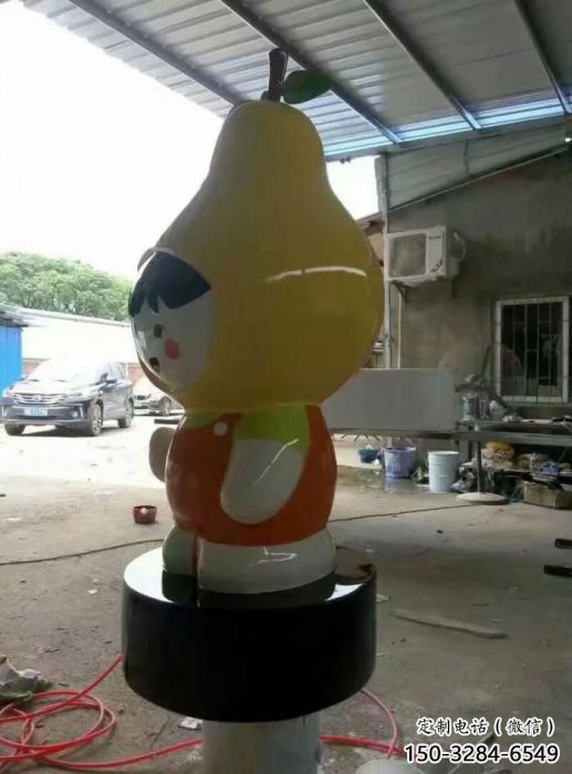 幾何鴨梨雕塑 庭院仿真雕塑 彩繪擺件