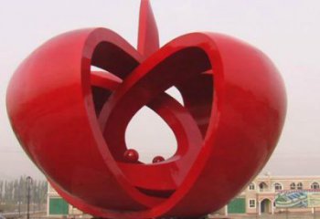 幾何蘋果雕塑 庭院仿真雕塑 彩繪擺件