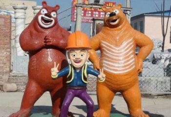 田間熊出沒雕塑 彩繪動漫雕塑 園林擺件