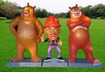 庭院熊出沒雕塑 城市彩繪雕塑 卡通小品