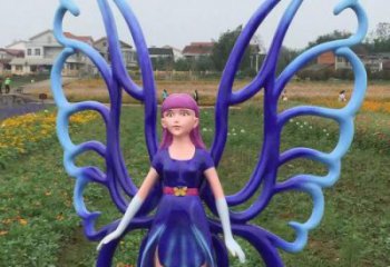 彩繪蝴蝶仙子雕塑 動漫雕塑 步行街?jǐn)[件