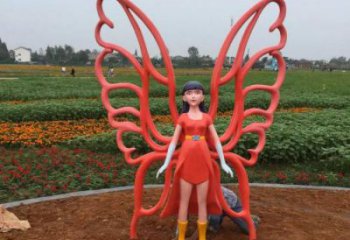 動漫蝴蝶仙子雕塑 酒店公園雕塑 風景區擺件