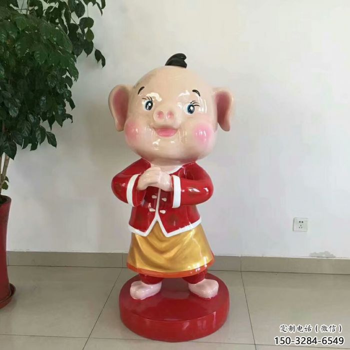 門口小豬佩奇雕塑 售樓處卡通雕塑 彩繪小品