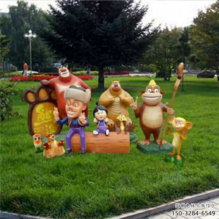 抽象光頭強雕塑 店門口彩繪雕塑 步行街擺件