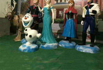 彩繪冰雪奇緣雕塑 卡通雕塑 步行街擺件