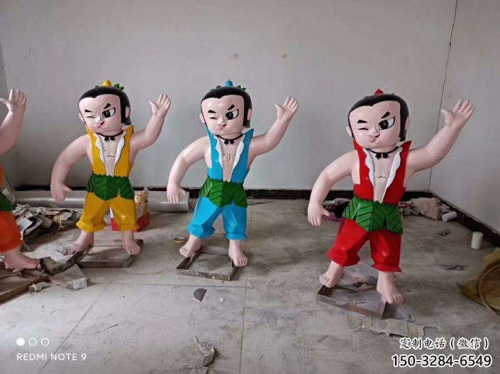門口葫蘆娃雕塑 售樓處卡通雕塑 彩繪小品