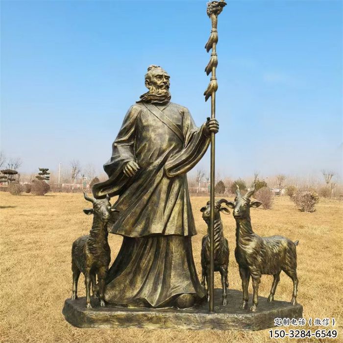 仿古漁夫雕塑 庭院彩繪雕塑 田間小品