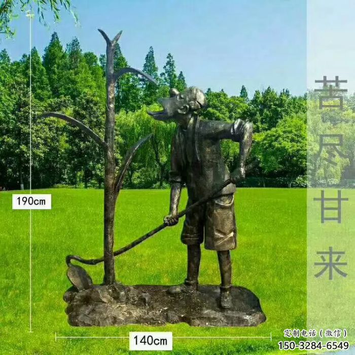 門口農夫雕塑 售樓處民俗雕塑 農耕小品