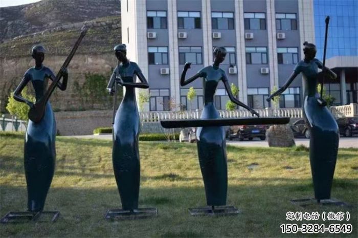 廣場(chǎng)音樂(lè)人雕塑 公園彩繪雕塑 抽象擺件
