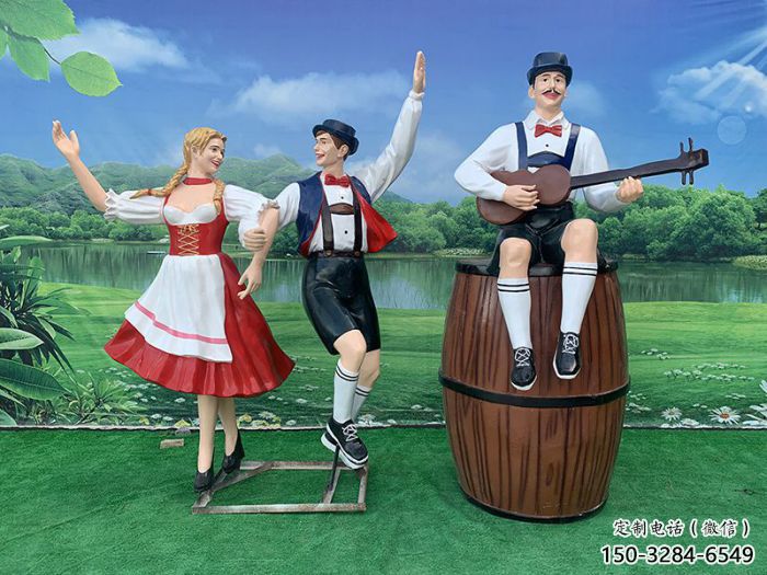 田間音樂人雕塑 仿真彩繪雕塑 園林擺件